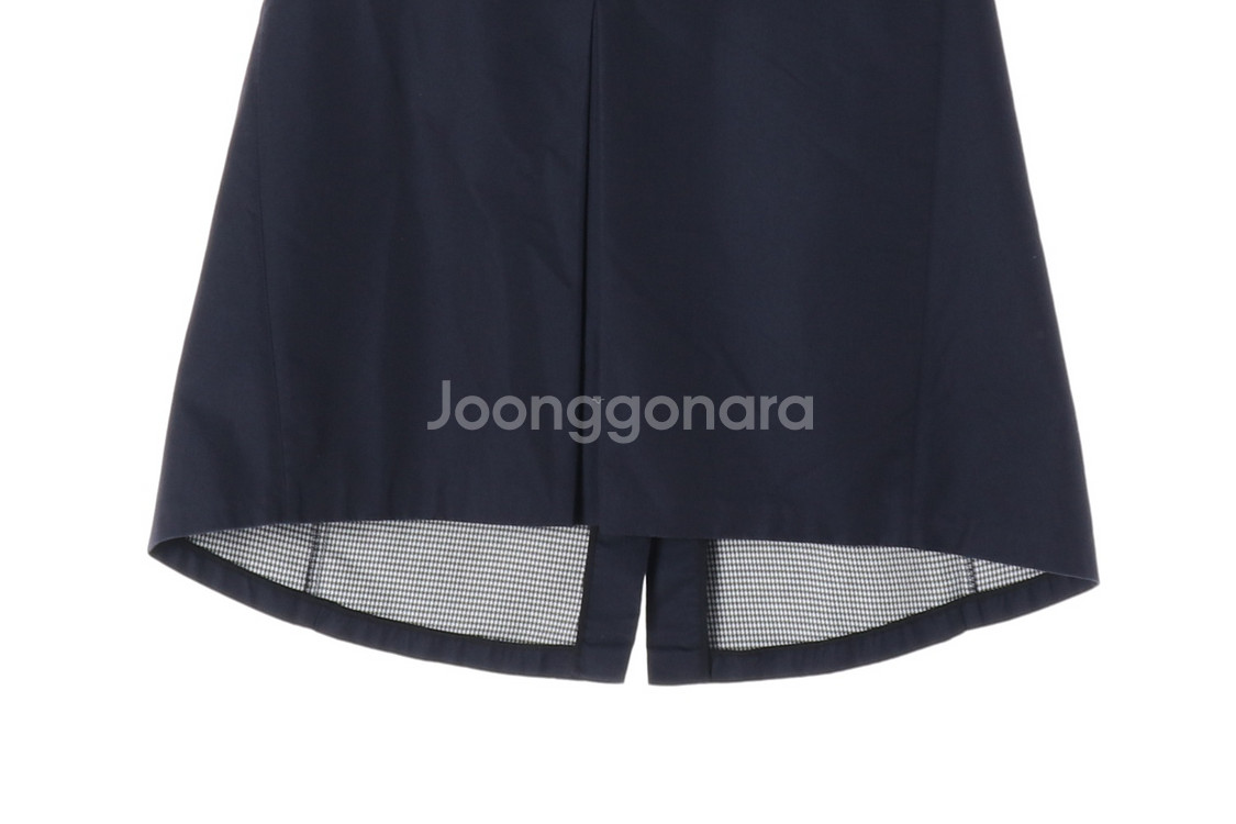 [S]시스템 네이비 A라인 뒷밴딩 롱 플레어스커트 코튼 치마--2