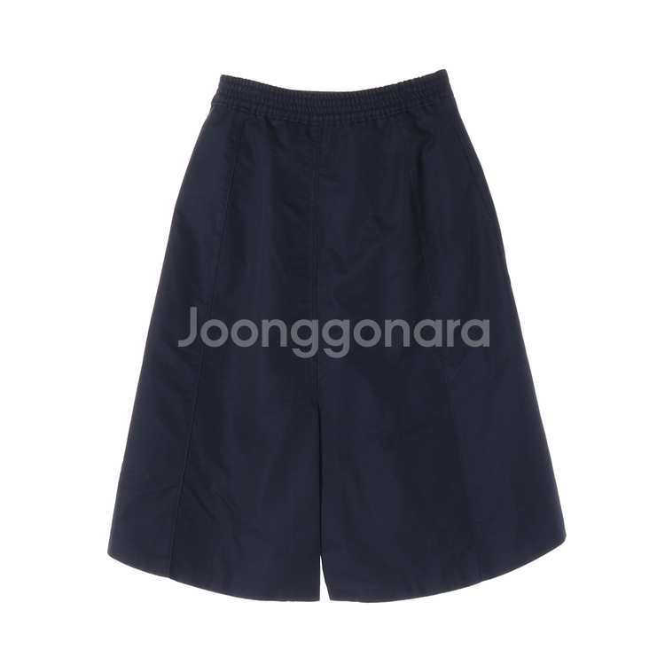 [S]시스템 네이비 A라인 뒷밴딩 롱 플레어스커트 코튼 치마--3