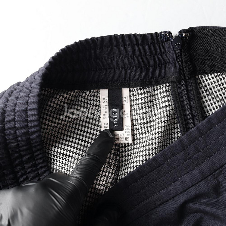 [S]시스템 네이비 A라인 뒷밴딩 롱 플레어스커트 코튼 치마--4