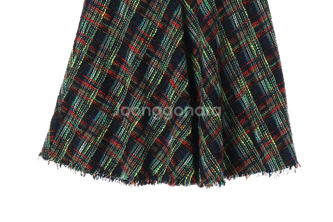 (새상품)[XS]자라 멀티컬러 체크 벨트 트위드 롱 스커트 치마--2