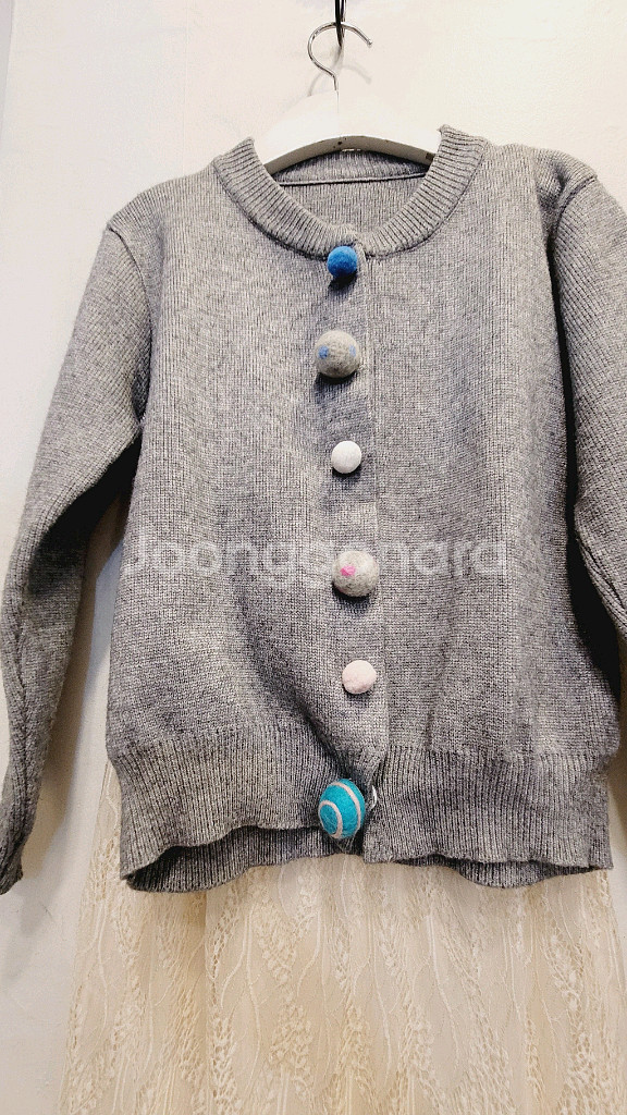 폼폼 가디건. 리버시블 레이스. 니트스커트--1