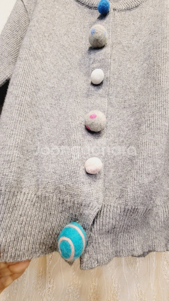 폼폼 가디건. 리버시블 레이스. 니트스커트--2