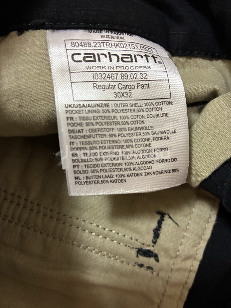 칼하트 레귤러 카고팬츠 블랙 린스드--6