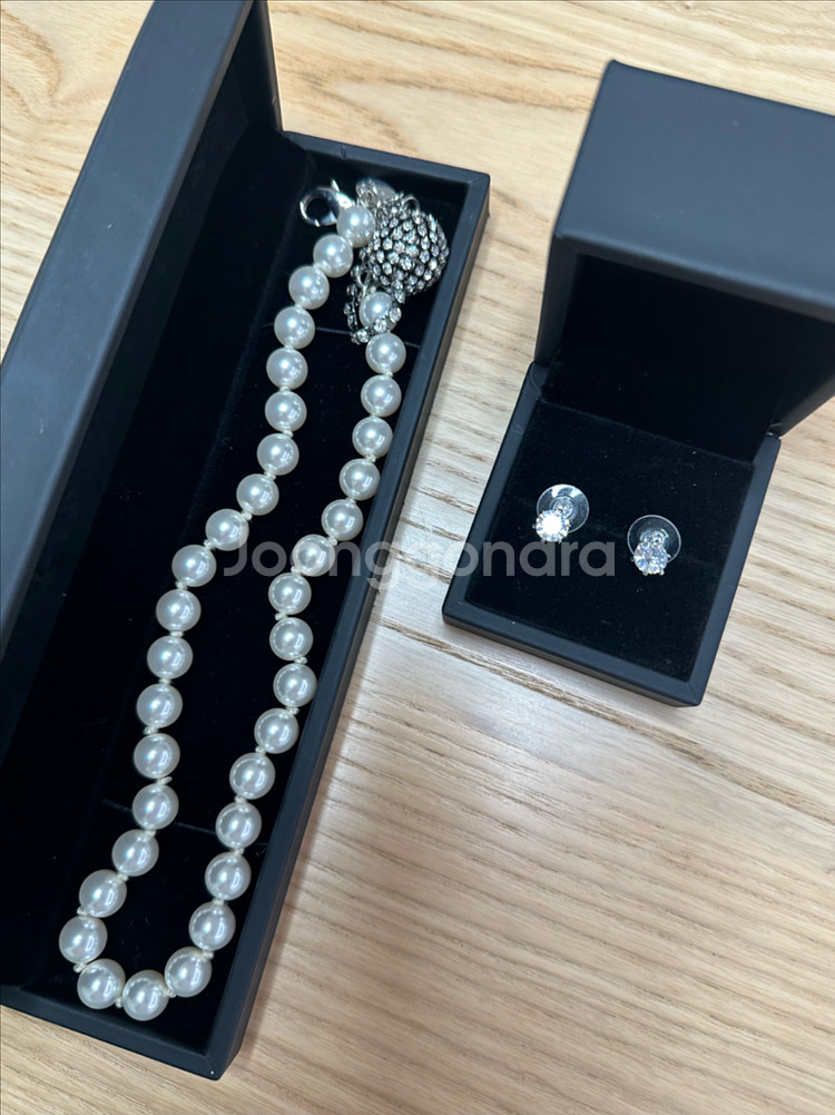 지요 진주 목걸이 귀걸이 세트--0