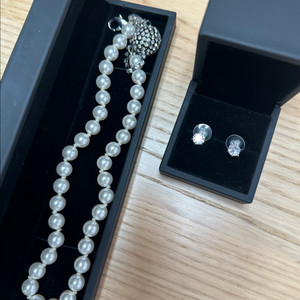 지요 진주 목걸이 귀걸이 세트