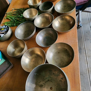 전통 유기 그릇 세트 14개일괄