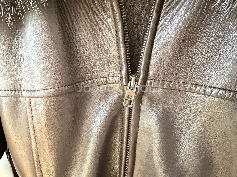 구찌 송치가죽 토끼털 퍼 가죽자켓 톰포드 디자인--7