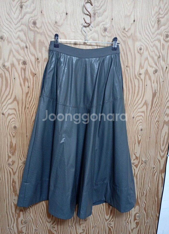 SJSJ인조가죽 플레어 스커트--2