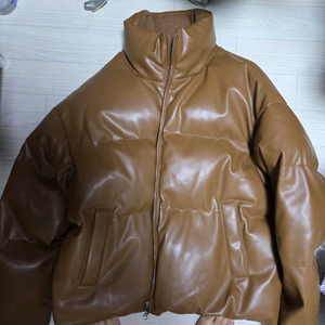 라퍼지스토어 정품 하이넥 레더 브라운 구스 패딩 100사이즈