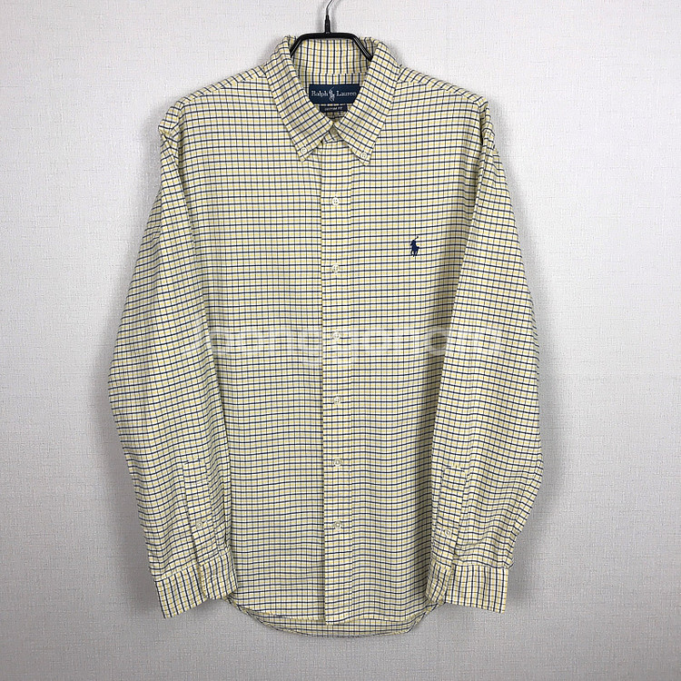 폴로 랄프로렌 옐로우 체크 셔츠 남방 남성L (100)--0