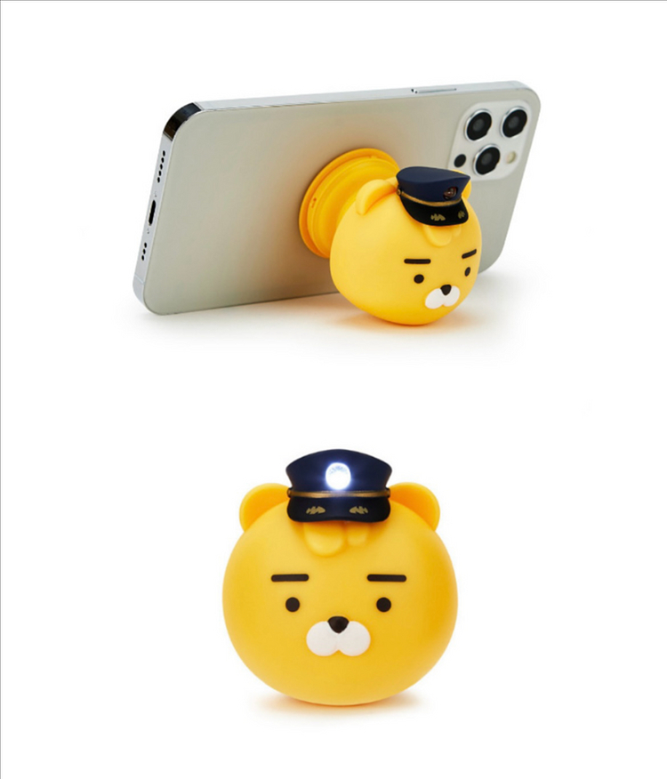 카카오프렌즈 코레일 역장라이언 LED 사운드 그립톡 새상품--2