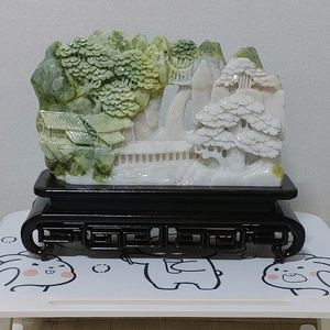 풍수지리 천연 연옥원석 수석 산수화 조각 장식품