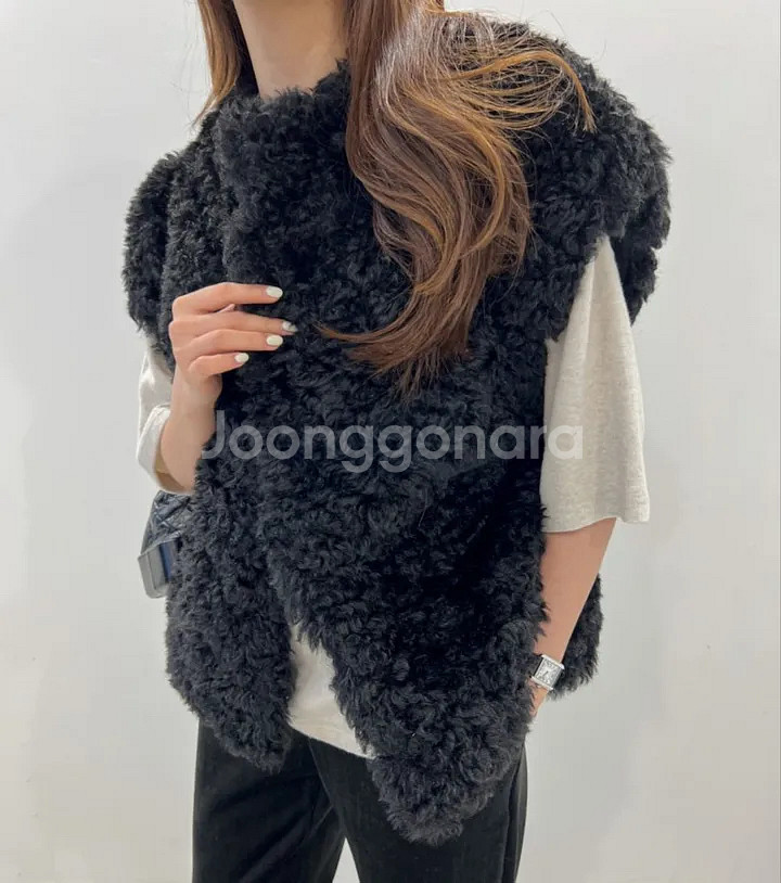 양털 베스트 조끼 블랙--0