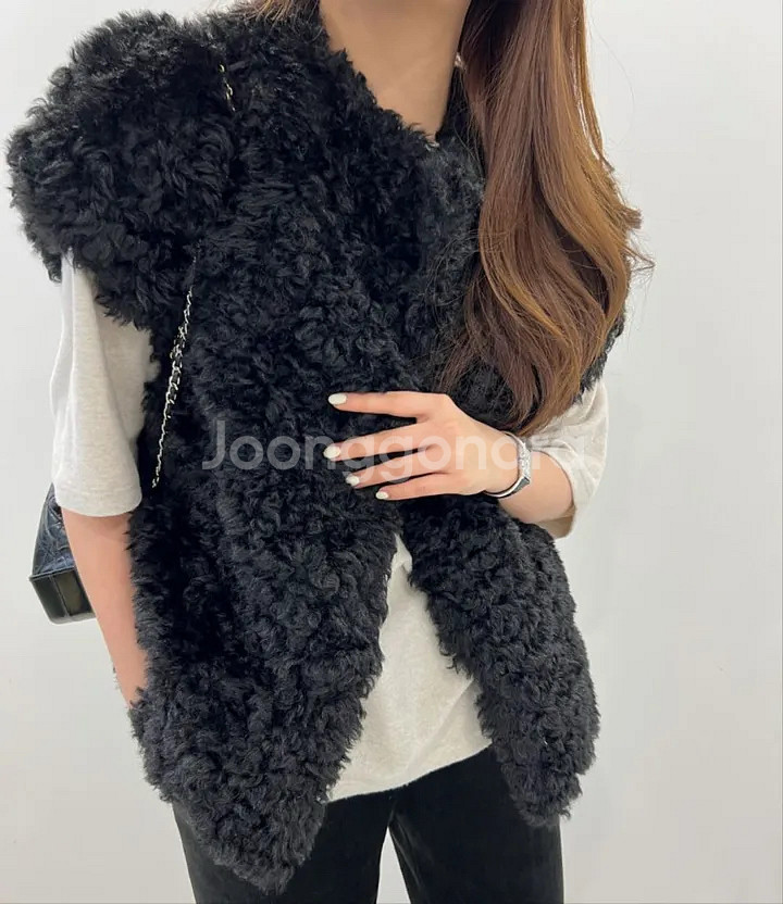 양털 베스트 조끼 블랙--1