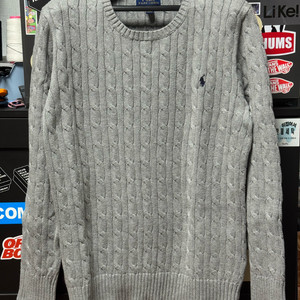 [XL] 폴로 랄프로렌 보이즈 케이블 꽈배기 니트 헤더 그레이