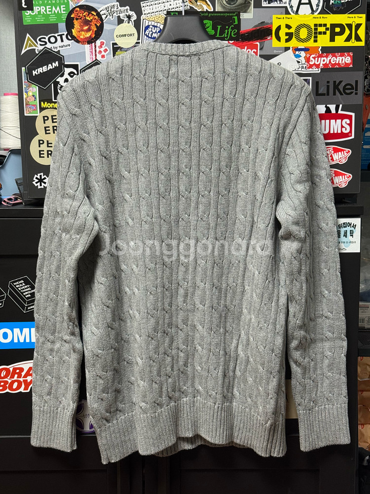 [XL] 폴로 랄프로렌 보이즈 케이블 꽈배기 니트 헤더 그레이--1