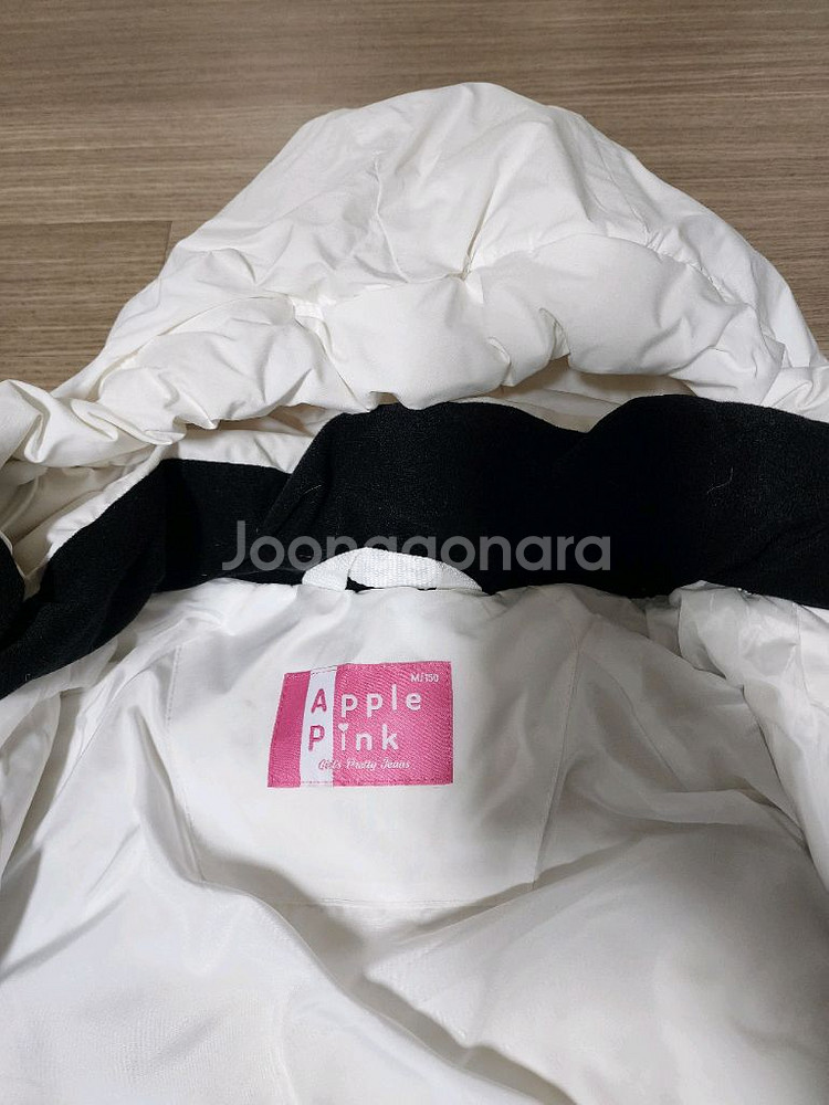 주니어 다운 패딩 애플핑크 150사이즈 화이트 색상--4