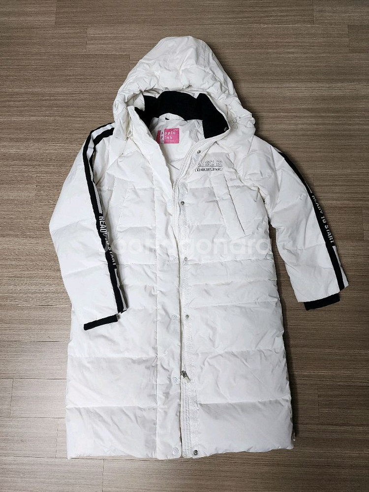주니어 다운 패딩 애플핑크 150사이즈 화이트 색상--0