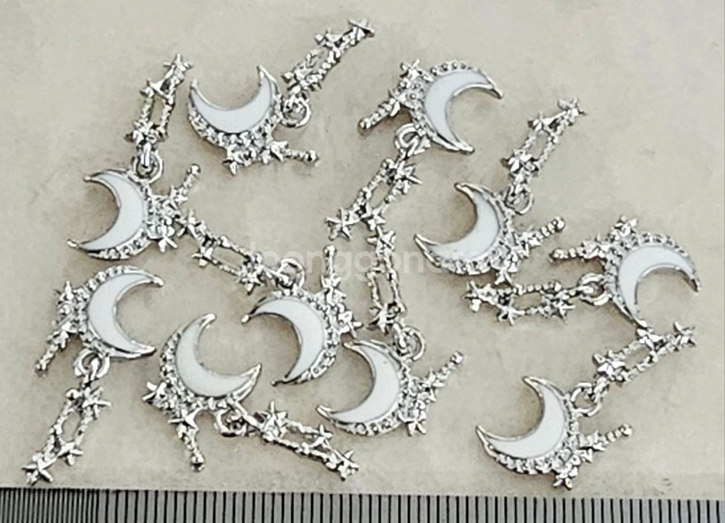 금속 달별달랑이 실버화이트 10개 일괄--0