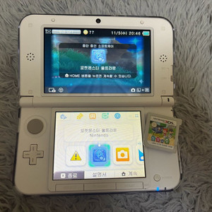 닌텐도3ds xl화이트+정품충전기+케이스+튀동숲+울트라문+오메가루비