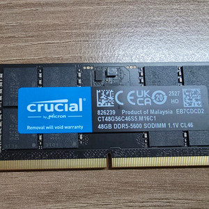 Crucial DDR5 48GB (1x48GB) 노트북 램