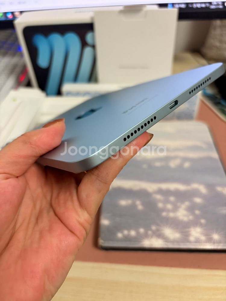 아이패드 미니 7세대 a17프로 128기가 블루 풀박스+애펜프로--3