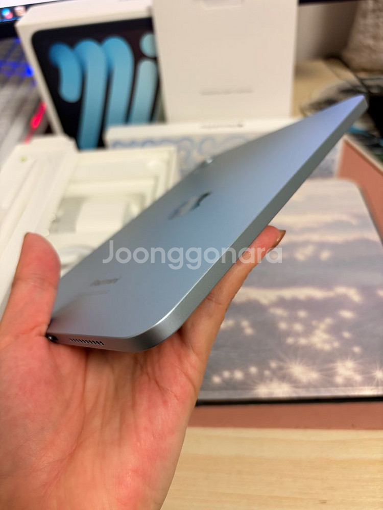 아이패드 미니 7세대 a17프로 128기가 블루 풀박스+애펜프로--4