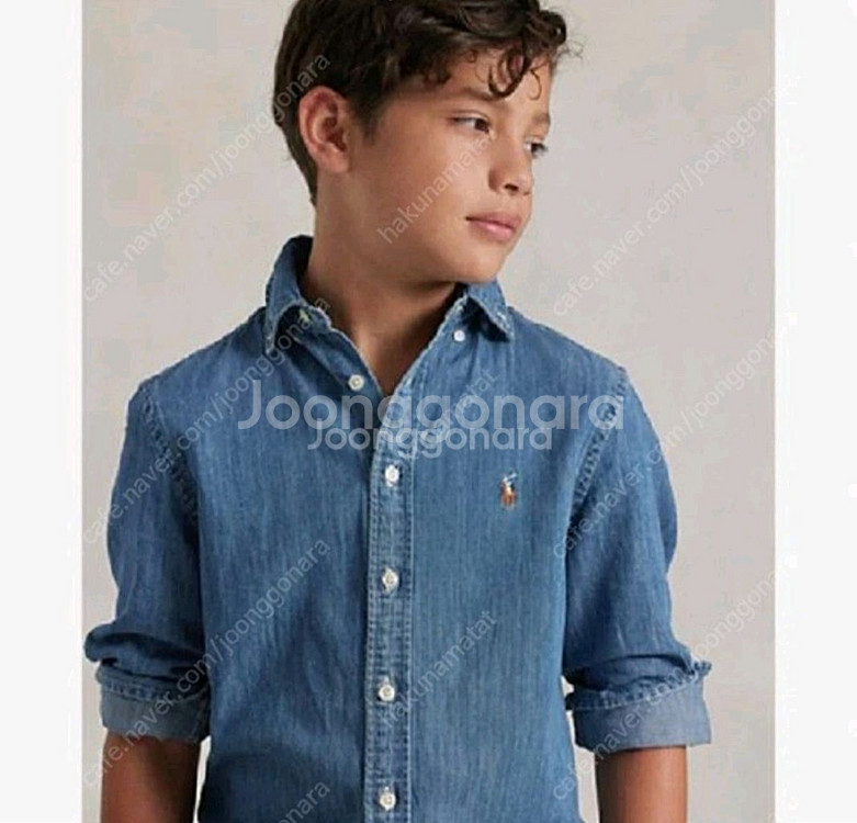 폴로 키즈 코튼 샴브레이 셔츠남방 M사이즈 새상품--0