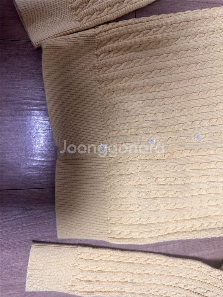 폴로 랄프로렌 노란색 케이블 가디건 여아 8-10 정품--2