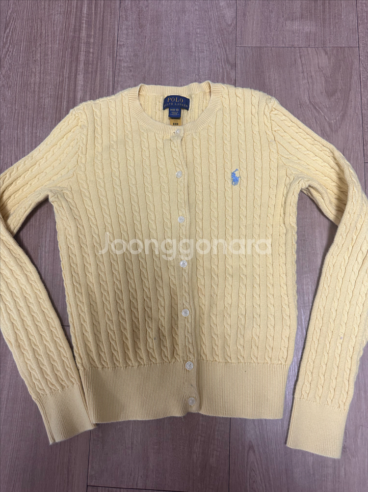 폴로 랄프로렌 노란색 케이블 가디건 여아 8-10 정품--0
