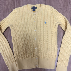 폴로 랄프로렌 노란색 케이블 가디건 여아 8-10 정품
