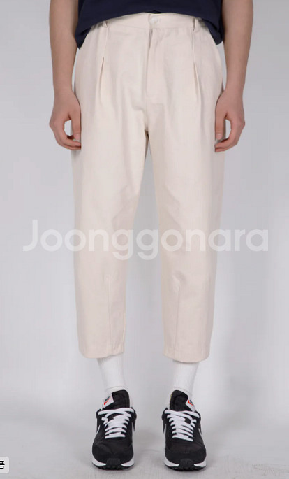 남자 가치 아이보리 코튼 와이드 팬츠 L 새상품--1