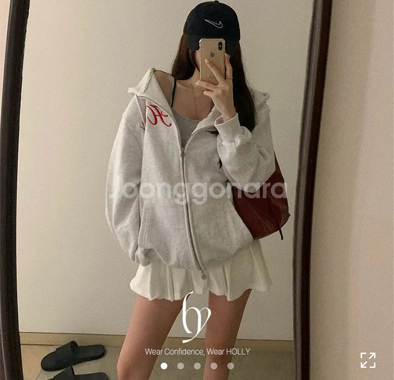 새상품) 그레이색상 홀리 made 자수 오버핏 후드집업--0