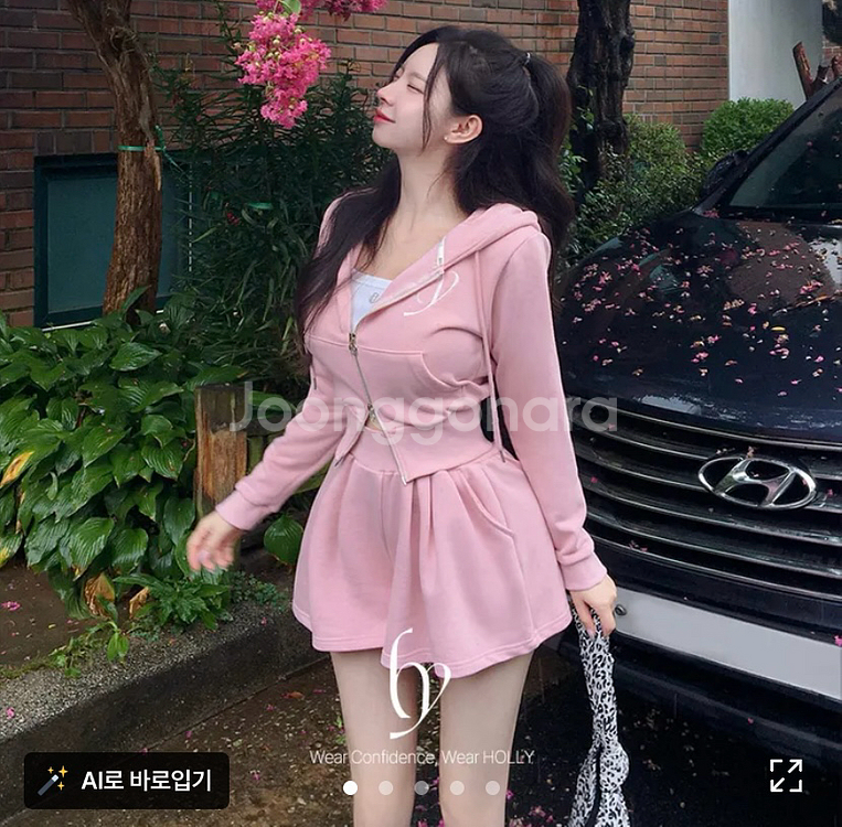 새상품) 그레이색상 홀리 made 리사 크롭 후드집업--0