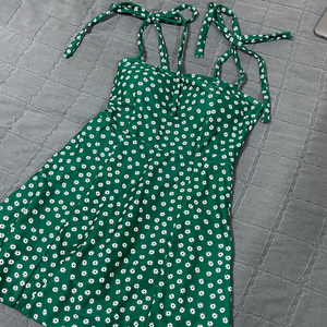 그린 꽃무늬 미니 캡내장 원피스 수영복