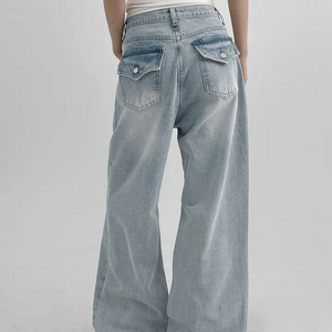 새상품) 블루색상 블랙업 나타스 백포켓 와이드 데님팬츠