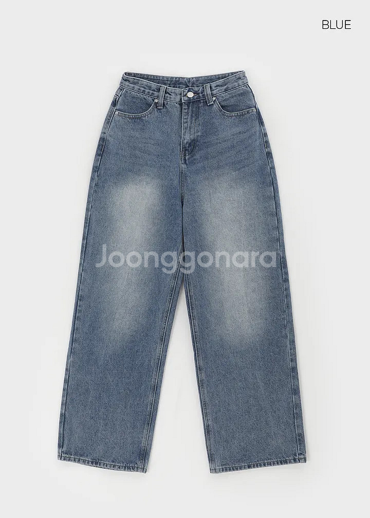 새상품) 블루색상 블랙업 나타스 백포켓 와이드 데님팬츠--1