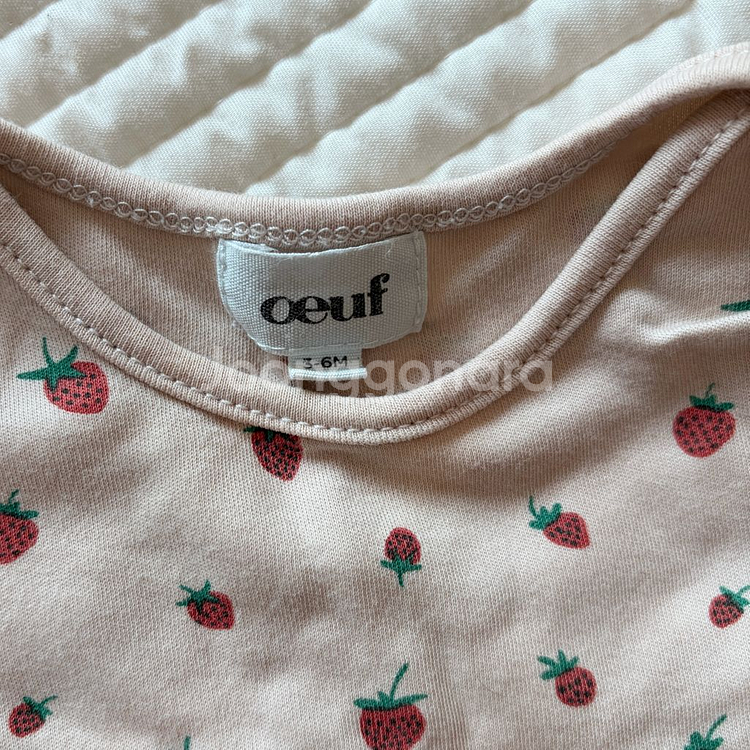 3-6m 우프 oeuf 아기 딸기 바디수트슈트 모자세트 비니 올인원우주복--4