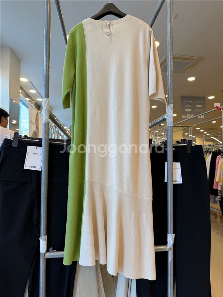 한섬 래트바이티(LATT) 그린 베이지 니트 롱원피스--7