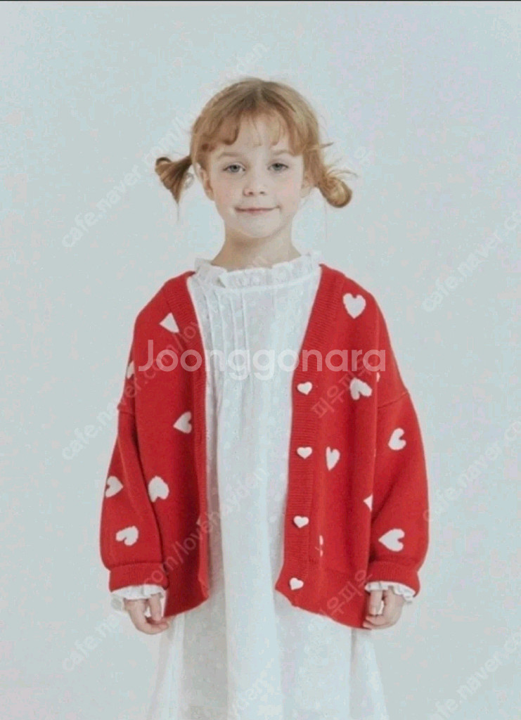 로아앤제인 하트 니트 가디건 라지 7-8세--0