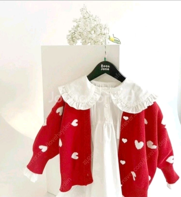 로아앤제인 하트 니트 가디건 라지 7-8세--1