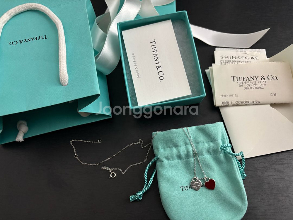 티파니앤코 더블 하트 팬던트 목걸이--0