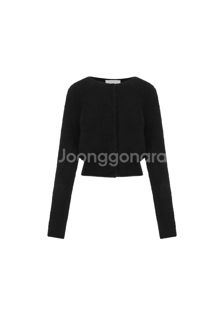 아모멘토 2025FW Round Neck Sheer Cardigan, Black, 0사이즈--1