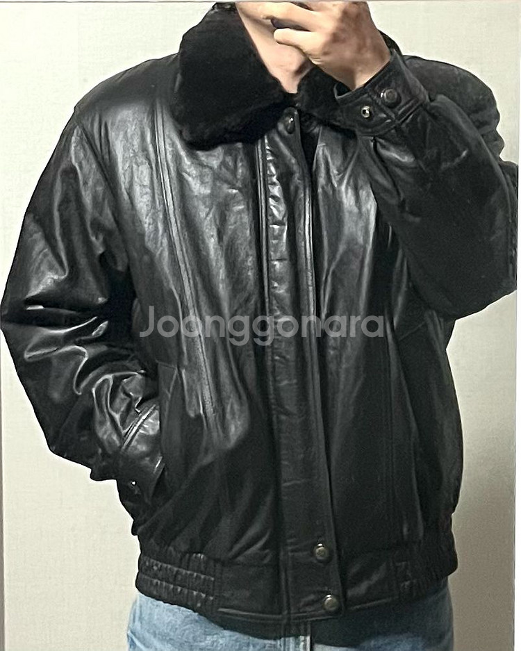 대동모피 소가죽 봄버 자켓--1