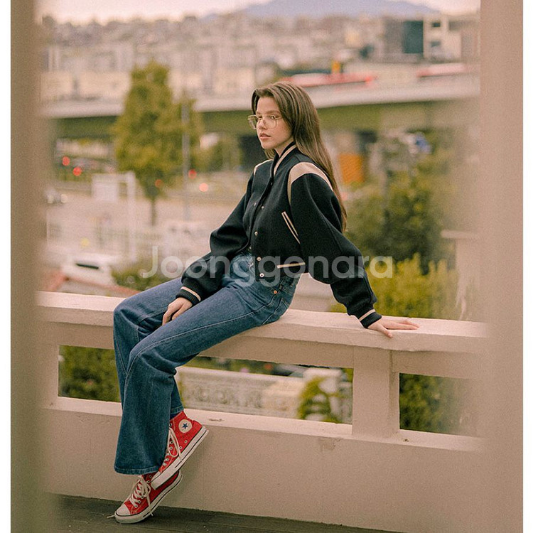 반원 아틀리에 아이리쉬 크롭 바시티 자켓--1