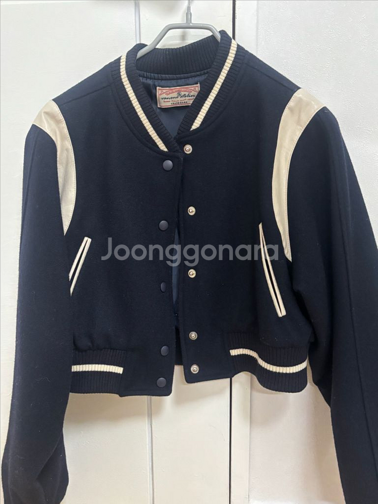 반원 아틀리에 아이리쉬 크롭 바시티 자켓--5