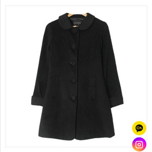 MISCH MASCH 블랙 라운드 카라 빅버튼 울 혼방 코트