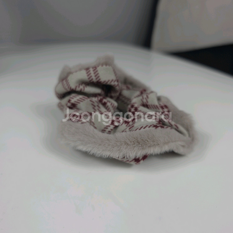 [새상품] 밍크털 체크 퍼 털실 슈슈 머리끈 곱창끈--3