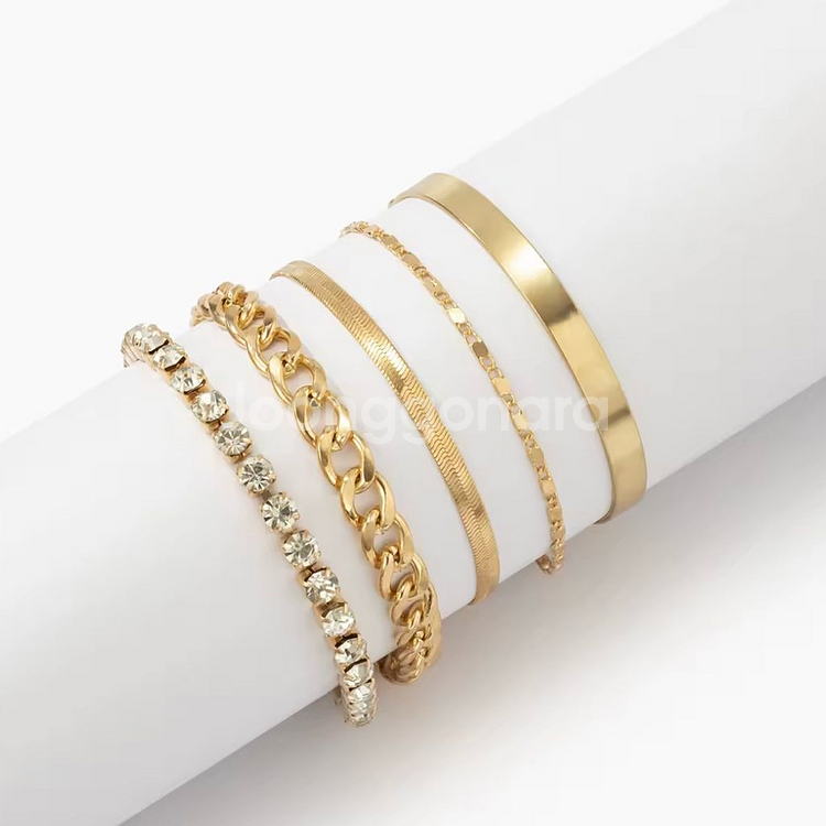 골드 팔찌 레이어드 세트 5종--1