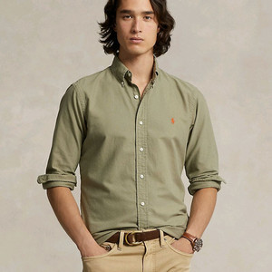 폴로 랄프로렌 가먼트다이 셔츠 카키